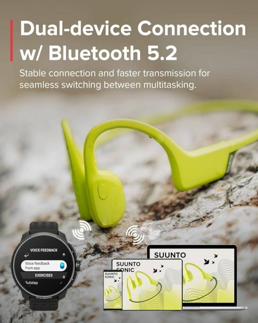 SUUNTO Race Stainless Steel GPS Sports Watch with Bone Conduction Headphones - Birch & Lime