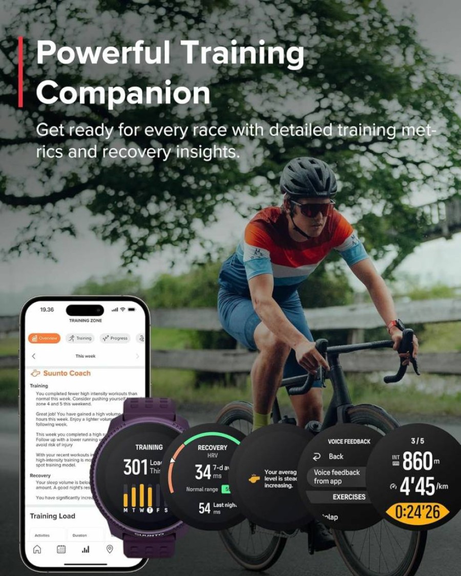 SUUNTO Race Titanium GPS Sports Watch with Heart Rate Monitor – Amethyst Edition & Bone Conduction Headphones in Red
