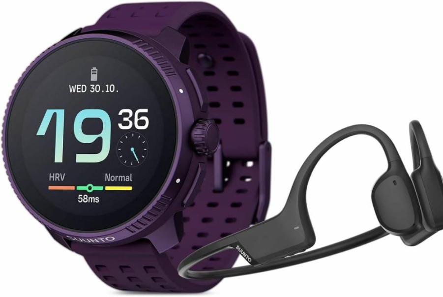 SUUNTO Race Titanium GPS Sports Watch with Amethyst Bezel & Sonic Bone Conduction Headphones - Black