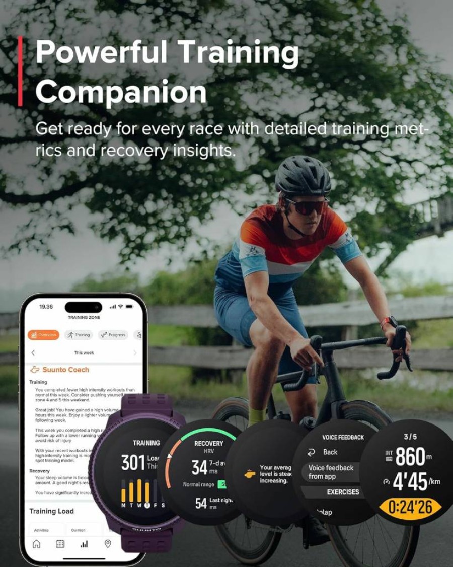 SUUNTO Race Titanium GPS Sports Watch with Amethyst Bezel & Sonic Bone Conduction Headphones - Black