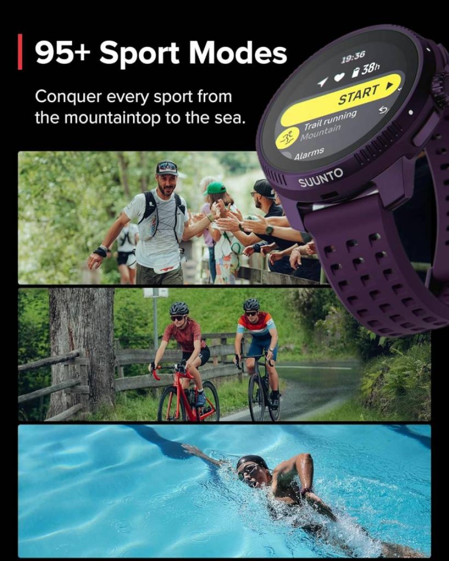 SUUNTO Race Titanium GPS Sports Watch with Amethyst Bezel & Sonic Bone Conduction Headphones - Black