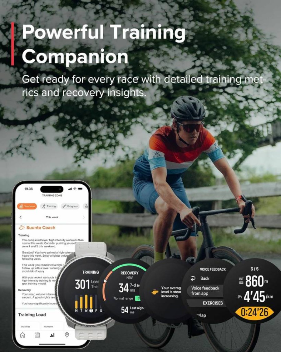 SUUNTO Race Stainless Steel GPS Sports Watch with Bone Conduction Headphone - Birch & Black Edition