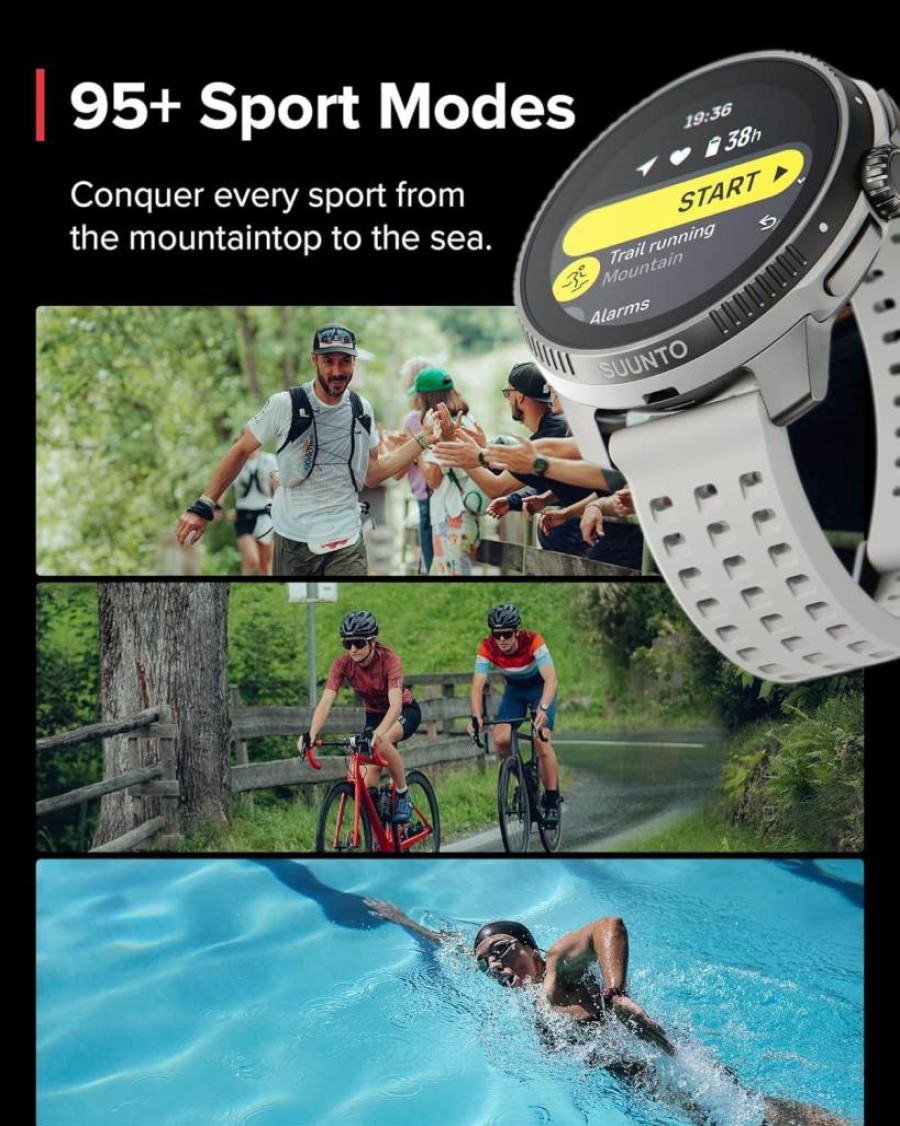 SUUNTO Race Stainless Steel GPS Sports Watch with Bone Conduction Headphone - Birch & Black Edition