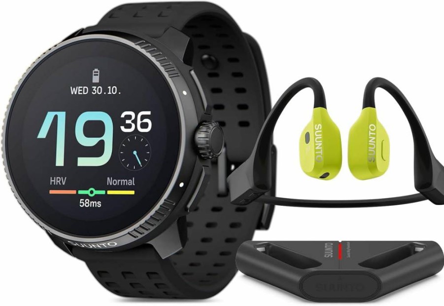 SUUNTO Race Stainless Steel GPS Sports Watch with Bone Conduction Headphones - Black & Lime