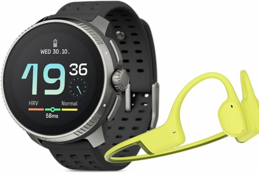 SUUNTO Race Titanium GPS Sports Watch - Charcoal Black with Bone Conduction Headphones for Running & Outdoor Activities