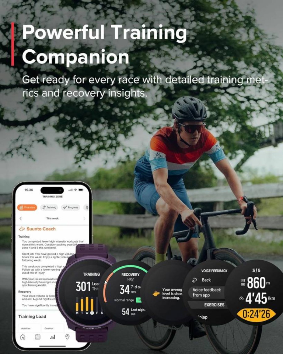 SUUNTO Race Titanium GPS Sports Watch with Bone Conduction Headphone - Amethyst & Lime