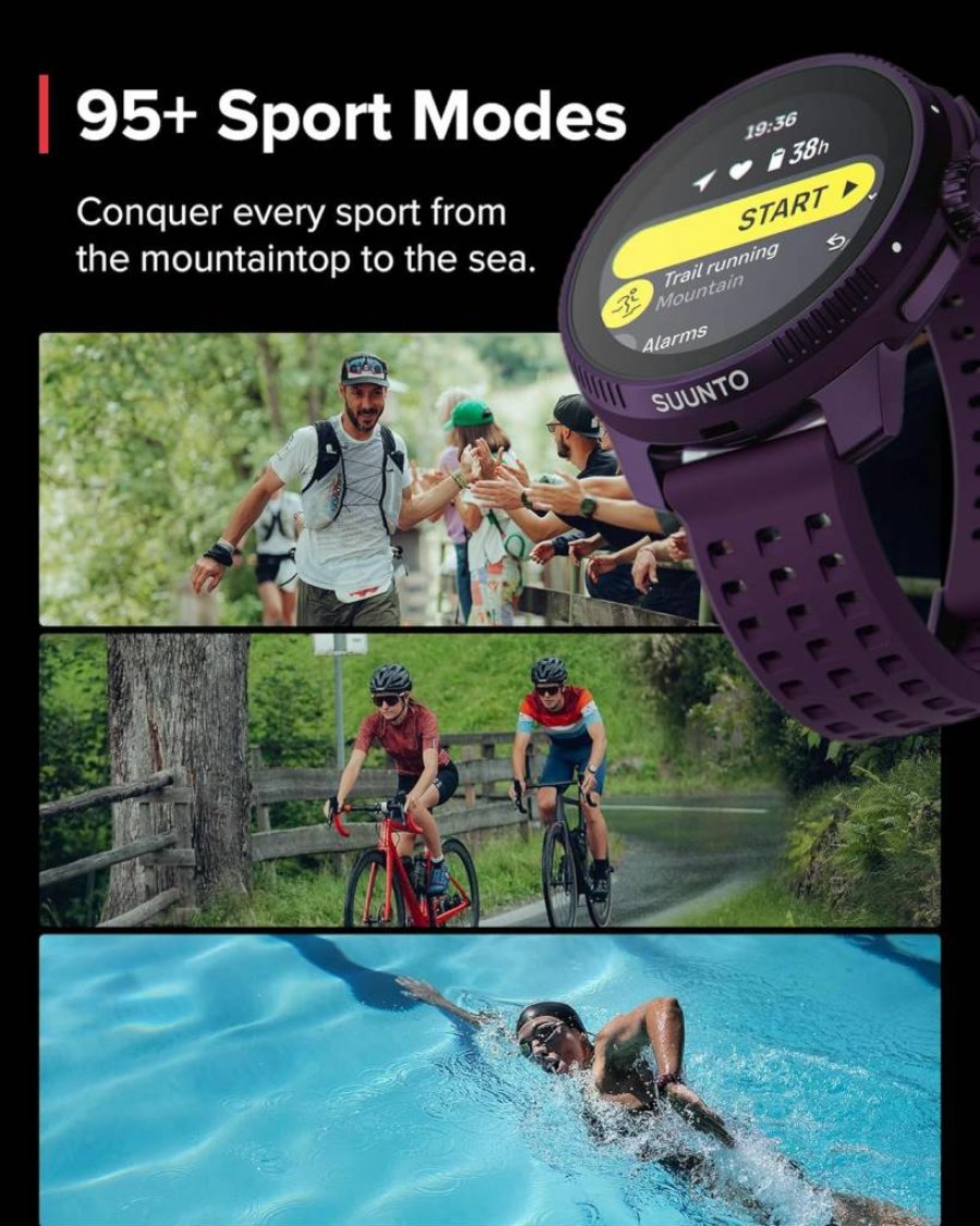 SUUNTO Race Titanium GPS Sports Watch with Bone Conduction Headphone - Amethyst & Lime