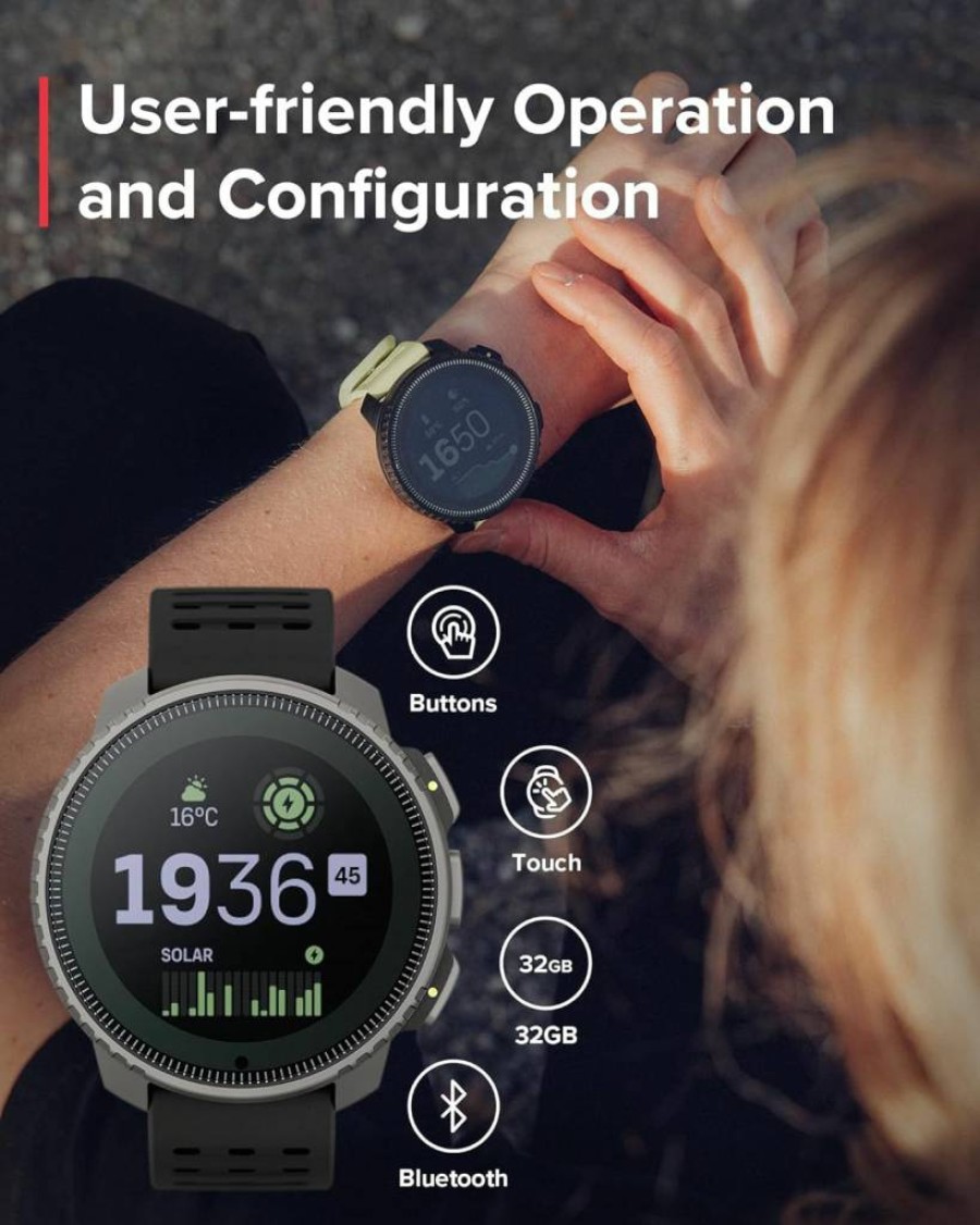 SUUNTO Vertical Titanium Solar Smartwatch with Open-Ear Bone Conduction Headphones in Black and Red