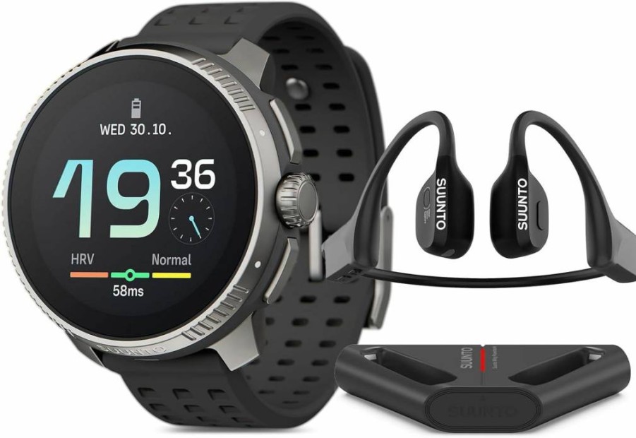 SUUNTO Race Titanium GPS Sports Watch with Bone Conduction Headphone - Charcoal & Black