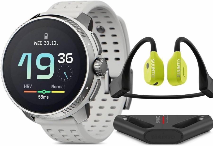 SUUNTO Race Stainless Steel GPS Sports Watch with Bone Conduction Headphones - Birch & Lime Edition