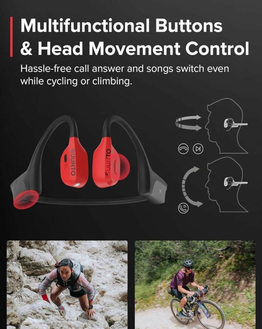 SUUNTO Race Stainless Steel GPS Sports Watch with Bone Conduction Headphone - Birch & Red