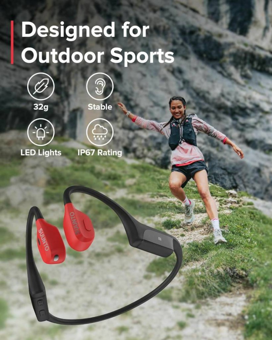 SUUNTO Race Stainless Steel GPS Sports Watch with Bone Conduction Headphone - Birch & Red