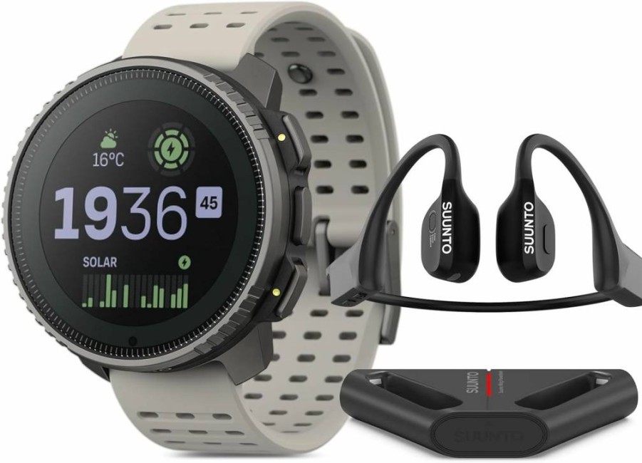 SUUNTO Vertical Titanium Solar Open-Ear Bone Conduction Headphones - Sand Wing Black