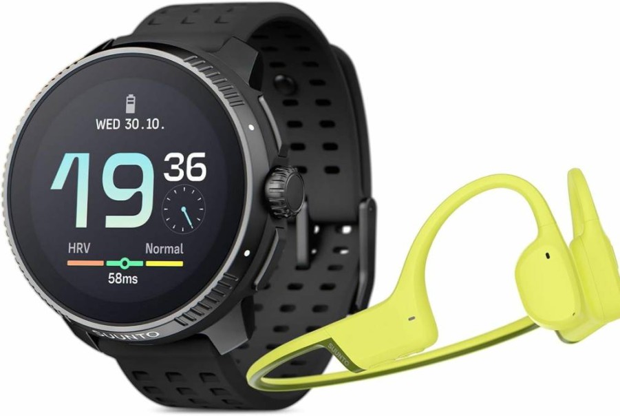 SUUNTO Race Stainless Steel GPS Sports Watch with Bone Conduction Headphones - Black & Lime