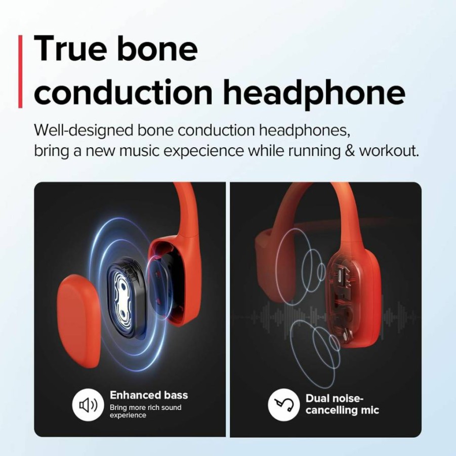 SUUNTO Sonic Bone Conduction Headphones - Wireless Bluetooth, Open-Ear Design, Enhanced Bass, 10H Battery, Fast Charging, Waterproof, Lightweight for Sports & Running