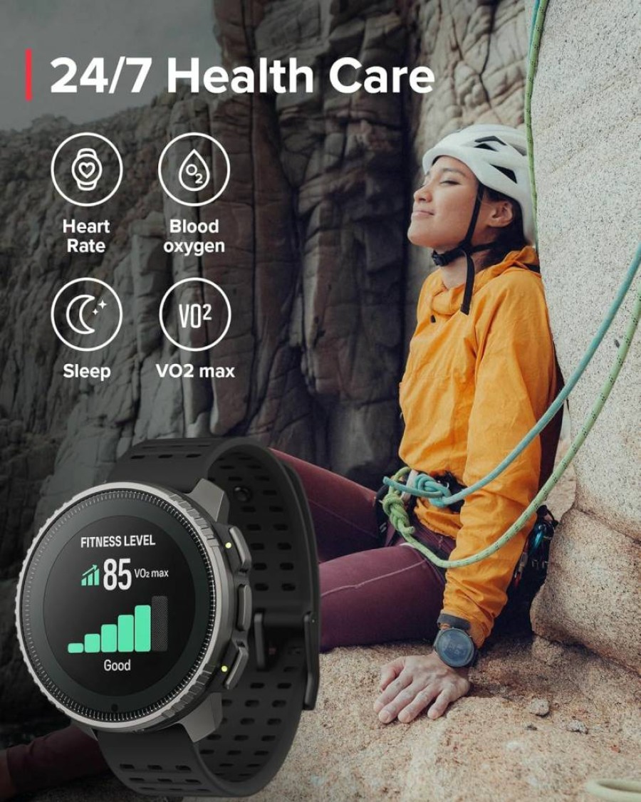 SUUNTO Vertical Titanium Solar Smartwatch with Open-Ear Bone Conduction Technology in Black