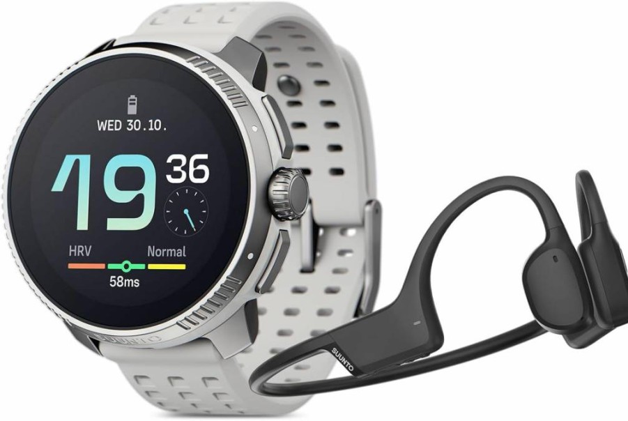 SUUNTO Race Stainless Steel GPS Sports Watch with Bone Conduction Headphone - Birch & Black