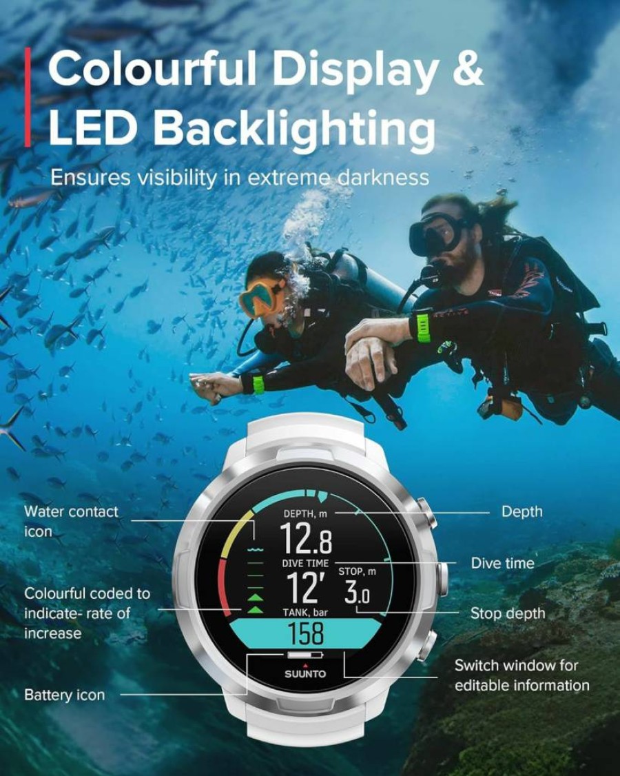 SUUNTO D5 All Black Scuba Diving Computer with Full Color Display and Interchangeable Bands
