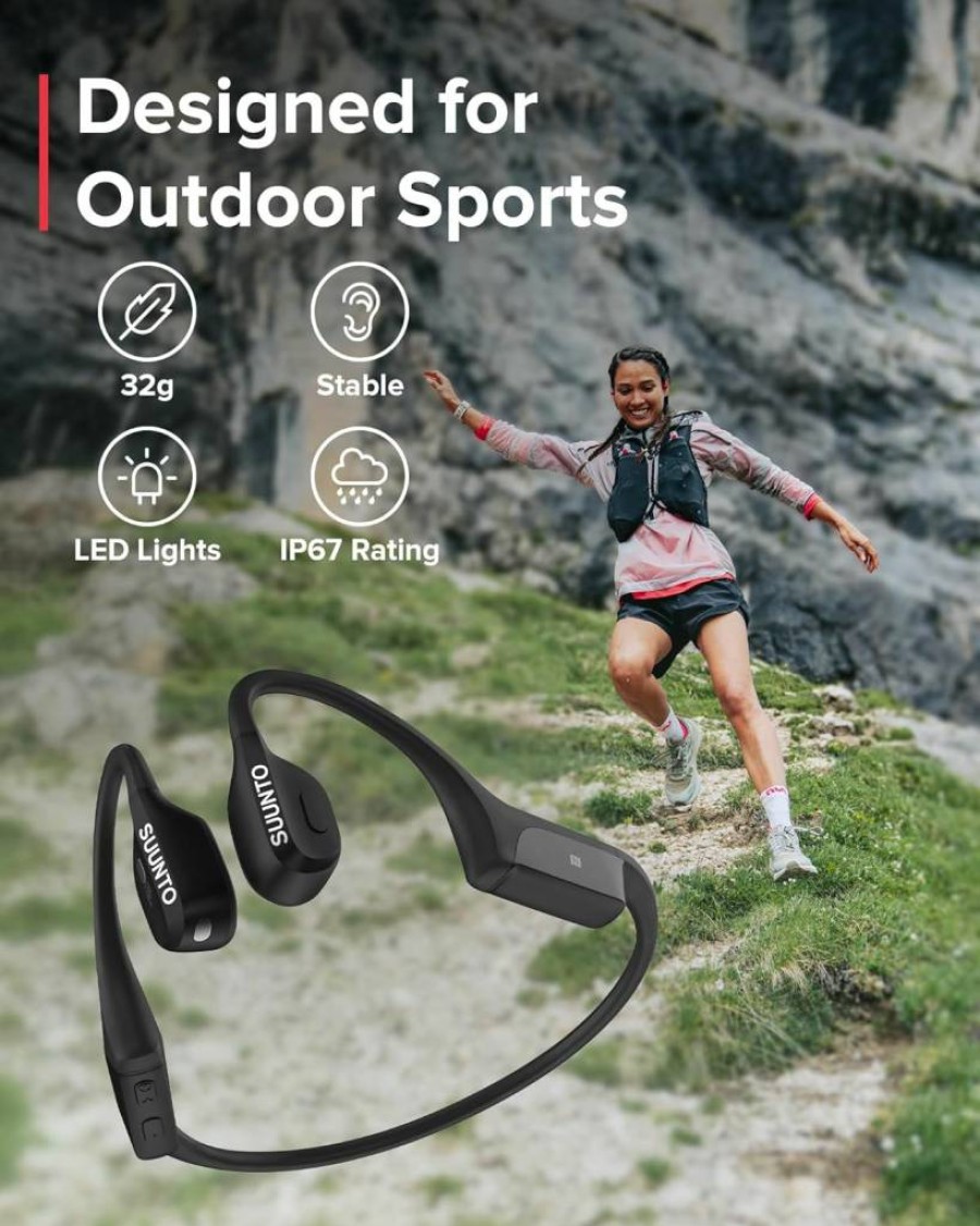 SUUNTO Race Titanium GPS Sports Watch with Amethyst Bezel & Wing Bone Conduction Headphone - Black