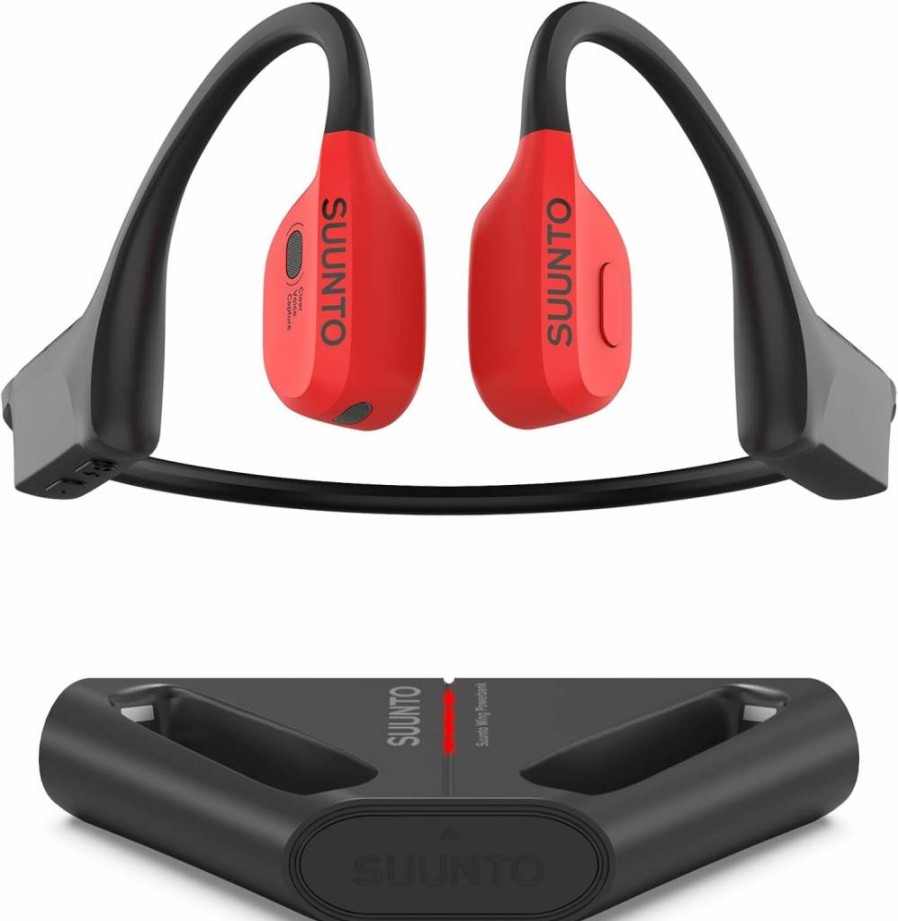 SUUNTO Wing Bone Conduction Headphones - Open-Ear Bluetooth Headset with Multipoint Pairing, 10-Hour Battery, Fast Charging, IP67 Waterproof, and Safety Lights for Sports & Workouts, Black