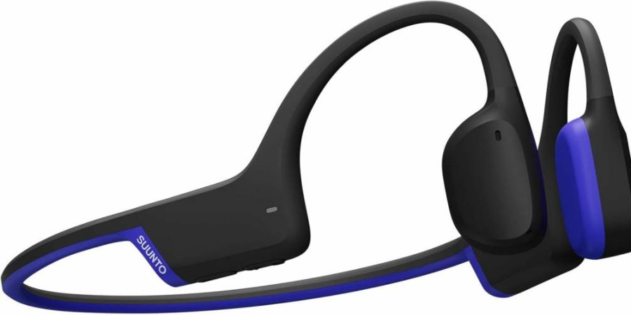 SUUNTO Reef Blue Bone Conduction Bluetooth Headphones - 32GB MP3 Player, IP68 Waterproof, 10-Hour Playtime, Open-Ear Design for Swimming & Running, Lightweight 28g with Dual-Mic & App Support